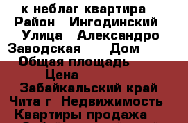 1 -к неблаг.квартира  › Район ­ Ингодинский › Улица ­ Александро-Заводская 11 › Дом ­ 11 › Общая площадь ­ 31 › Цена ­ 720 000 - Забайкальский край, Чита г. Недвижимость » Квартиры продажа   . Забайкальский край,Чита г.